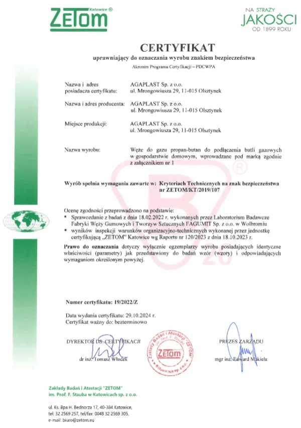 Wąż do gazu propan-butan